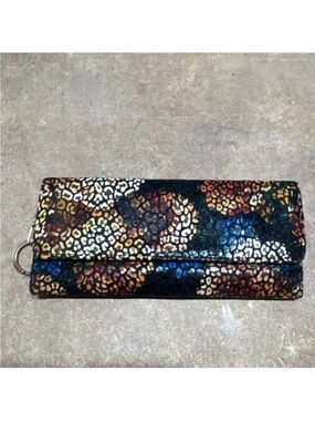 HOBO Multicolor Leopard Print Fold-Over Wallet